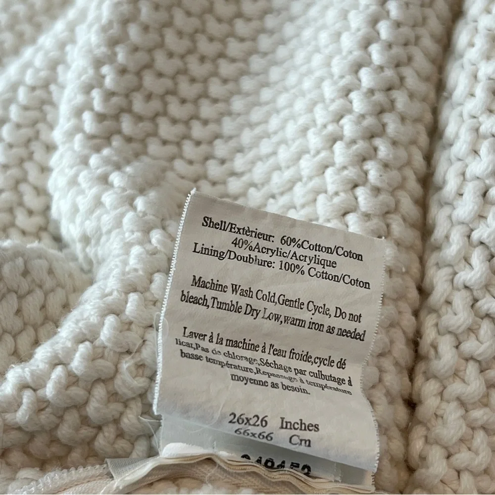 Pottery Barn Cream Needle Waffle Weave Pillow Covers (2) 26x26”